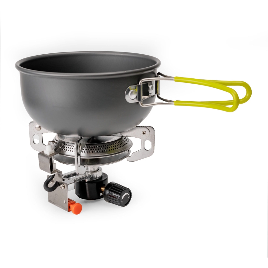 Camping gas cooker with accessories