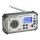 Camping radio with hand crank, solar panel and LED flashlight with power bank function, 5V / 3×AAA / 2000 mAh, IPX4, green