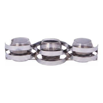 Candle holder 33,5x10x8 cm polished chrome