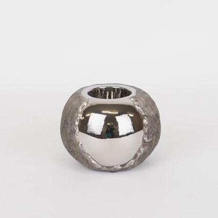 Candle holder 7,5x10,5 cm silver/brown