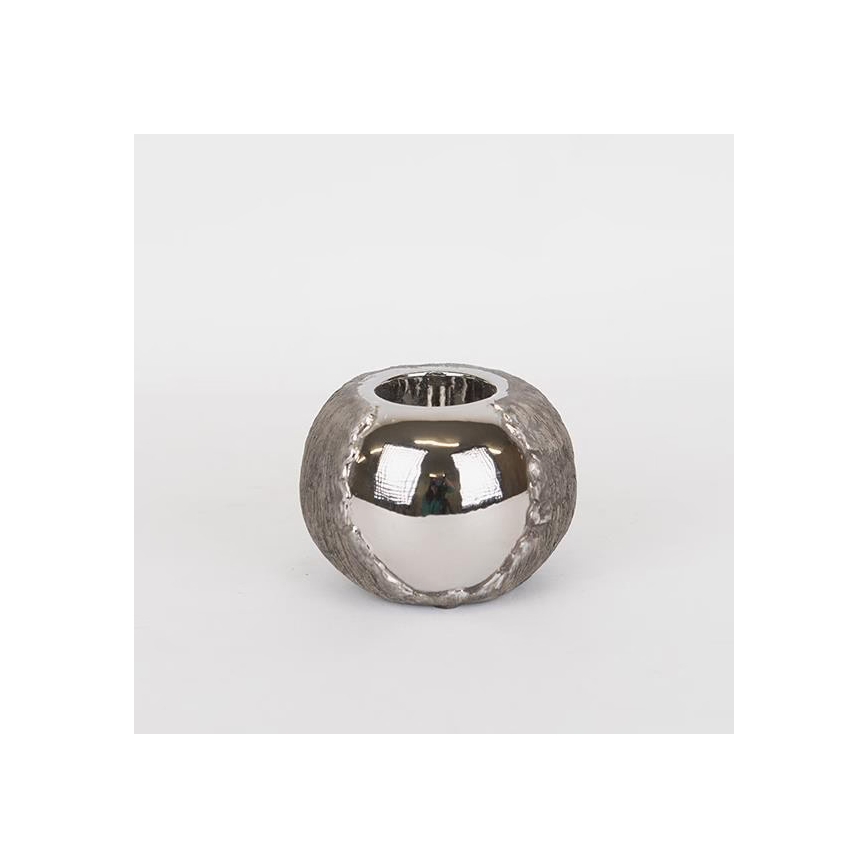 Candle holder 7,5x10,5 cm silver/brown