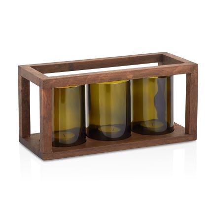 Candlestick 13x28 cm wood/glass