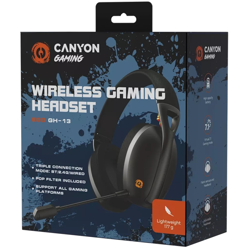 Canyon - Wireless headphones with a microphone 400 mAh black