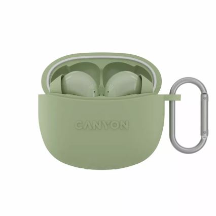 Canyon - Wireless stereo earphones True Wireless 500 mAh + 2x 40 mAh white/green