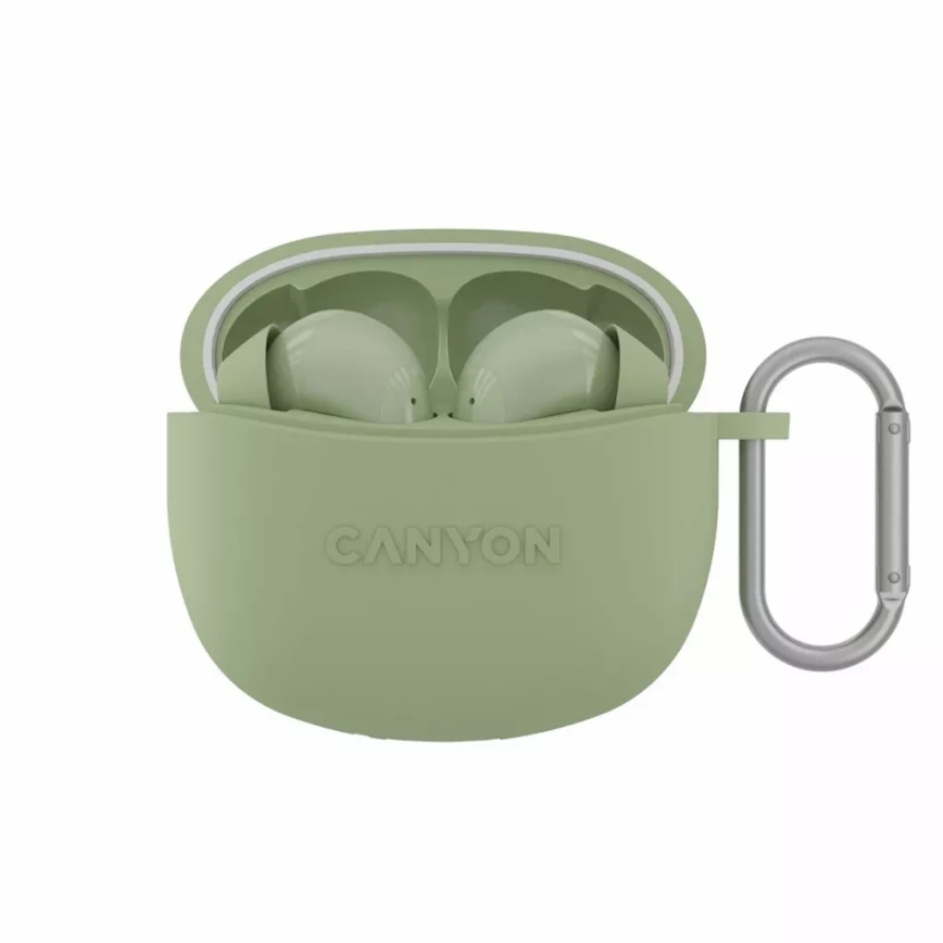 Canyon - Wireless stereo earphones True Wireless 500 mAh + 2x 40 mAh white/green