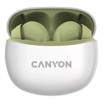 Canyon - Wireless stereo earphones True Wireless 500 mAh + 2x 40 mAh white/green