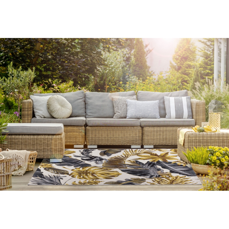 CAPPUCCINO Outdoor Rug 120x180 cm Gold/Gray/White