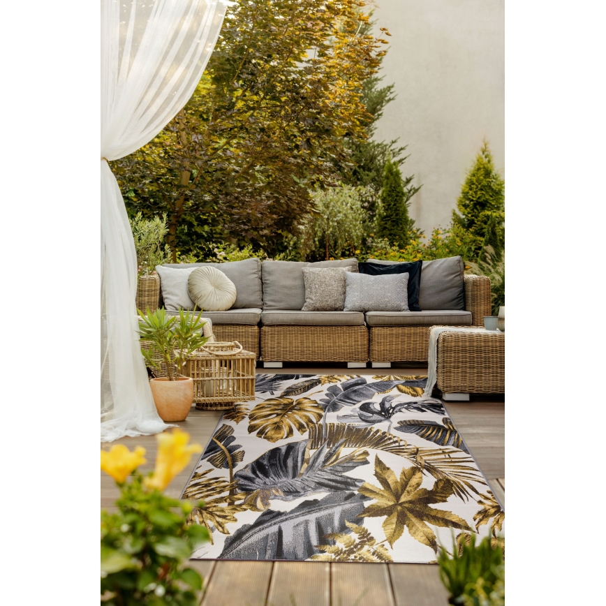 CAPPUCCINO Outdoor Rug 120x180 cm Gold/Gray/White
