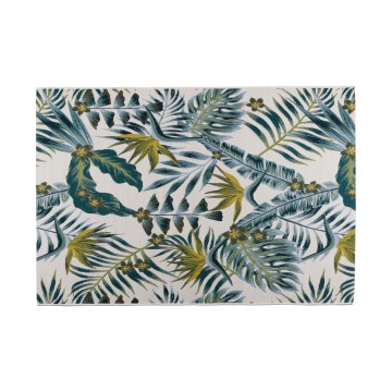 CAPPUCCINO Outdoor Rug 120x180 cm Turquoise/Leaf Pattern