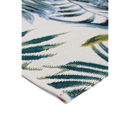 CAPPUCCINO Outdoor Rug 120x180 cm Turquoise/Leaf Pattern