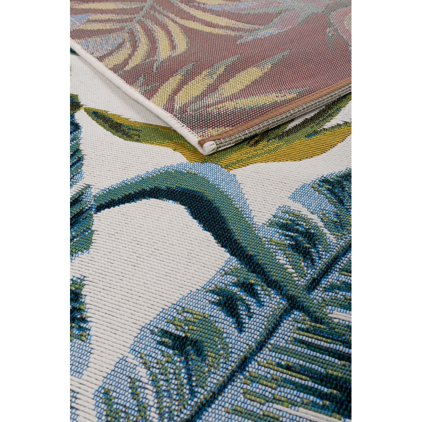 CAPPUCCINO Outdoor Rug 120x180 cm Turquoise/Leaf Pattern