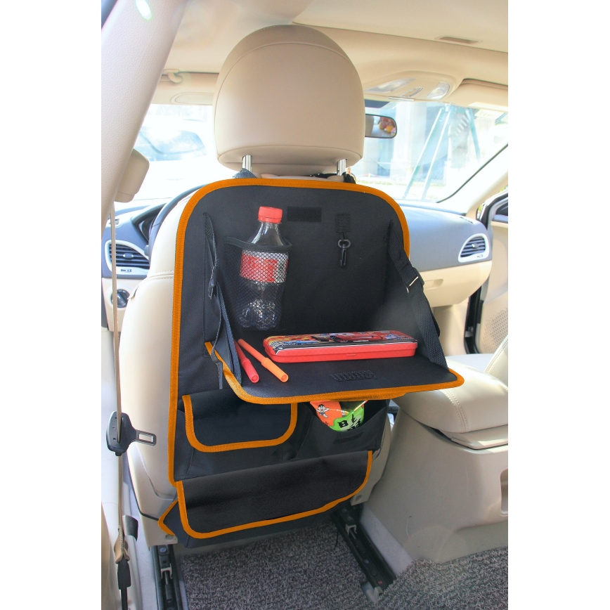 Car organizer with table 69,5x40,5 cm black/orange