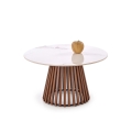 CARINA coffee table Ø 80 cm brown/white/marble decor