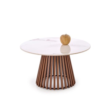 CARINA coffee table Ø 80 cm brown/white/marble decor