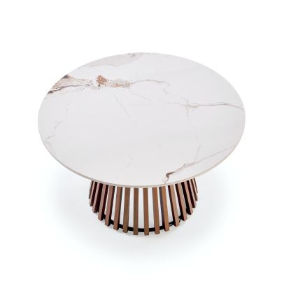 CARINA coffee table Ø 80 cm brown/white/marble decor