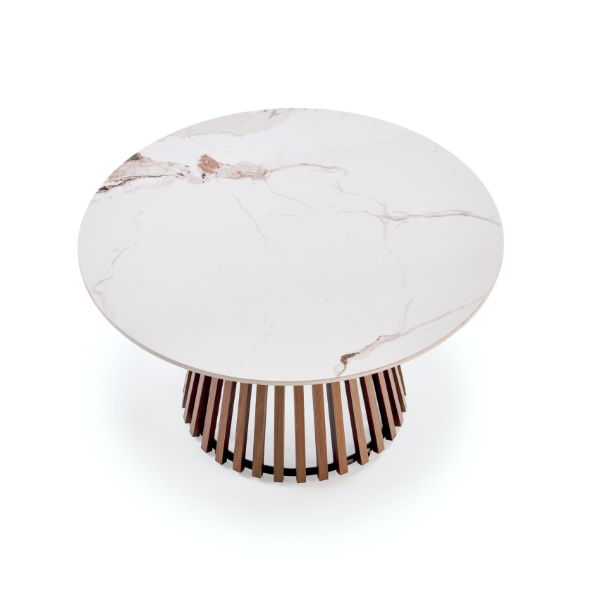 CARINA coffee table Ø 80 cm brown/white/marble decor