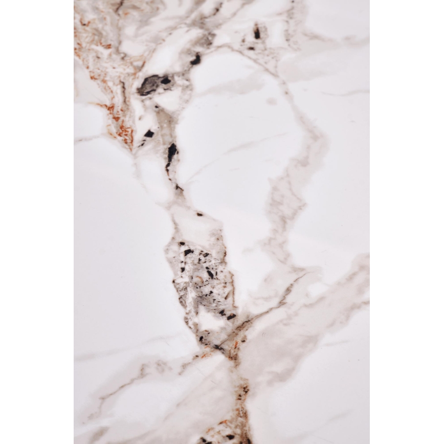CARINA coffee table Ø 80 cm brown/white/marble decor