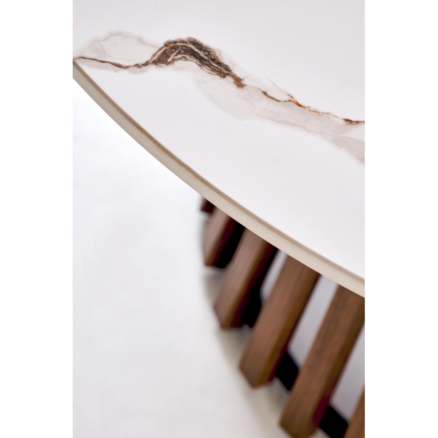 CARINA coffee table Ø 80 cm brown/white/marble decor