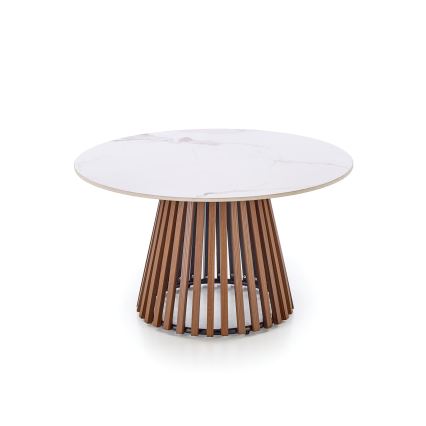 CARINA coffee table Ø 80 cm brown/white/marble decor