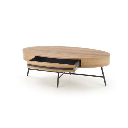 Coffee table with drawer CAROLINA 41x120 cm golden oak/black