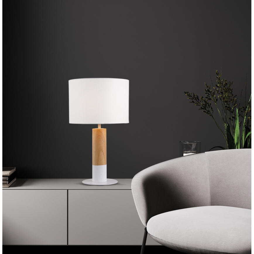 CARROL Table Lamp 1xE27/40W/230V White/Brown