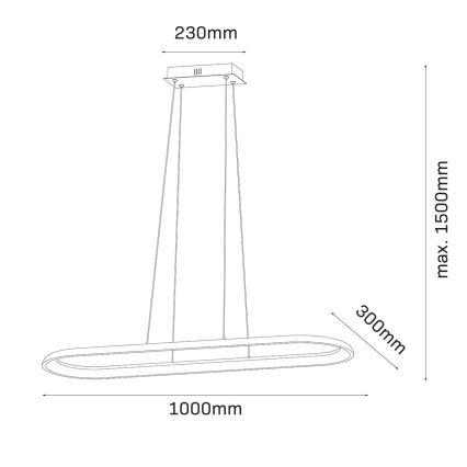 CASHMERE LED cable-suspended chandelier LED/80W/230V 30x100 cm White