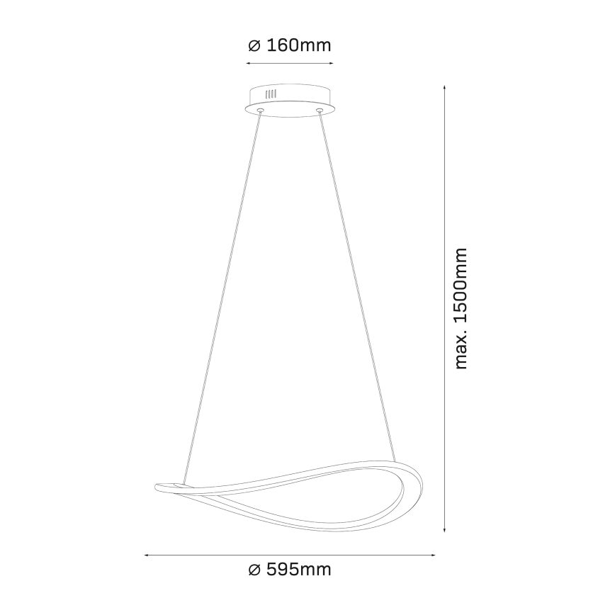 CASHMERE LED pendant light on cable, LED/40W/230V, Ø 59.5 cm, white