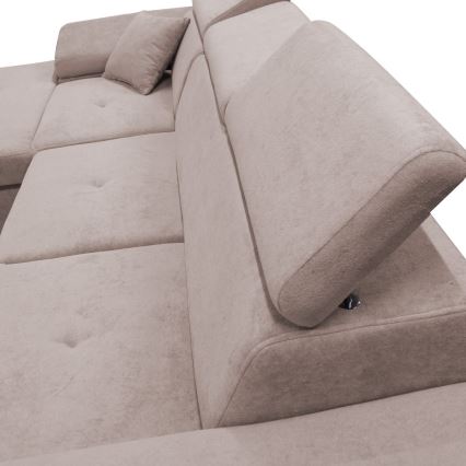 CASTELO Left-Facing L-Shaped Corner Sofa Bed with Storage, Beige