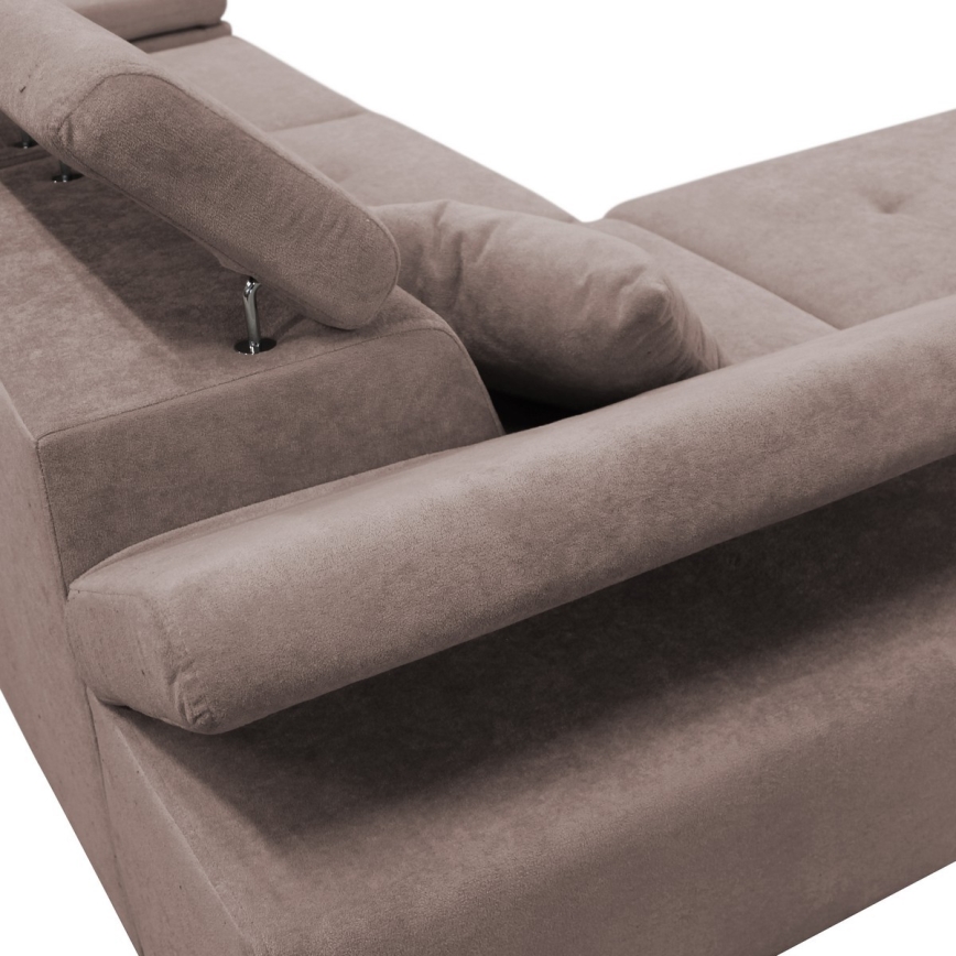 CASTELO Left-Facing L-Shaped Corner Sofa Bed with Storage, Beige