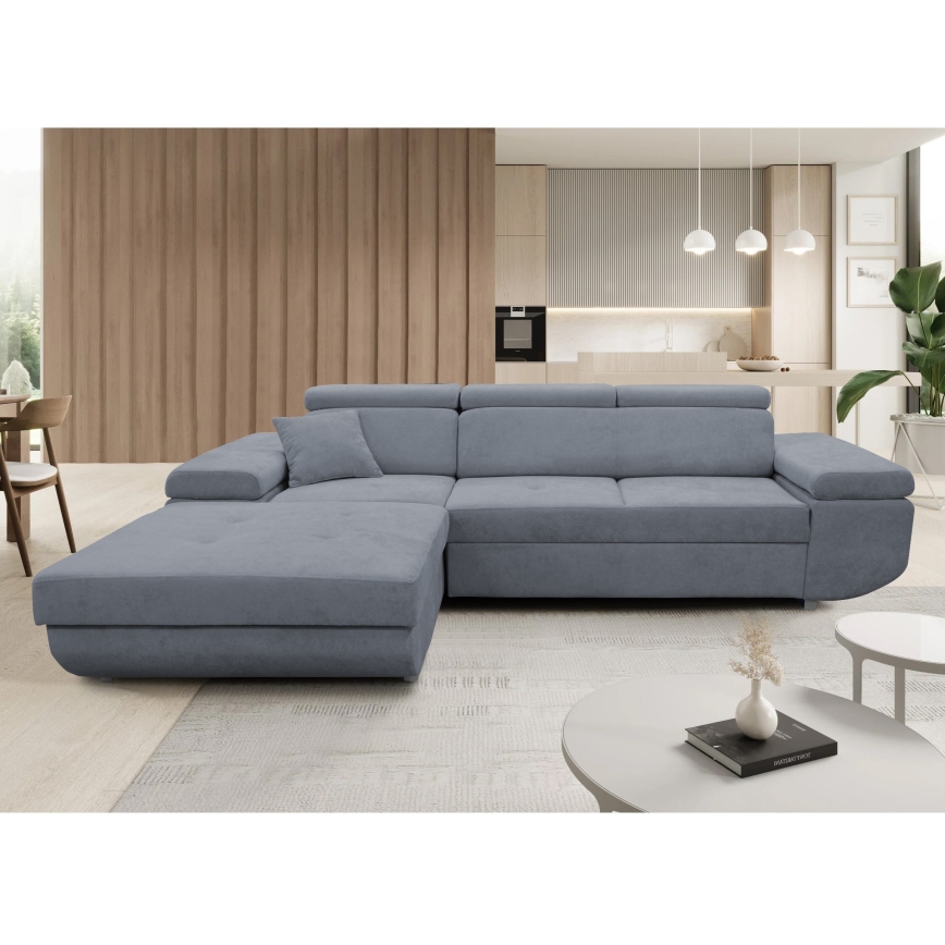 CASTELO Left-Facing L-Shaped Corner Sofa Bed with Storage, Dark Grey