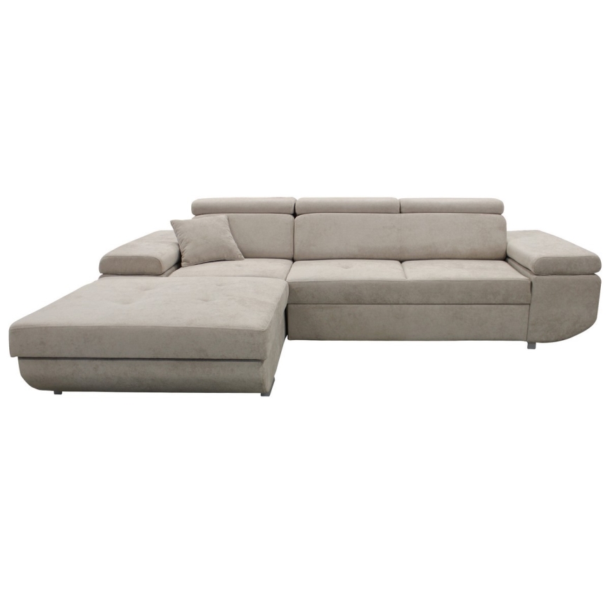 CASTELO Left-Facing L-Shaped Corner Sofa Bed with Storage, Grey