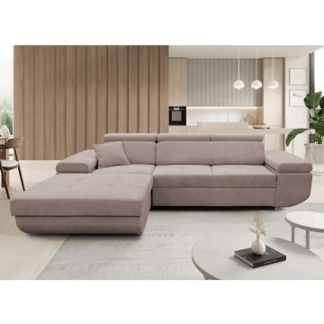 CASTELO Left-hand L-shaped Corner Sofa Bed with Storage, Beige