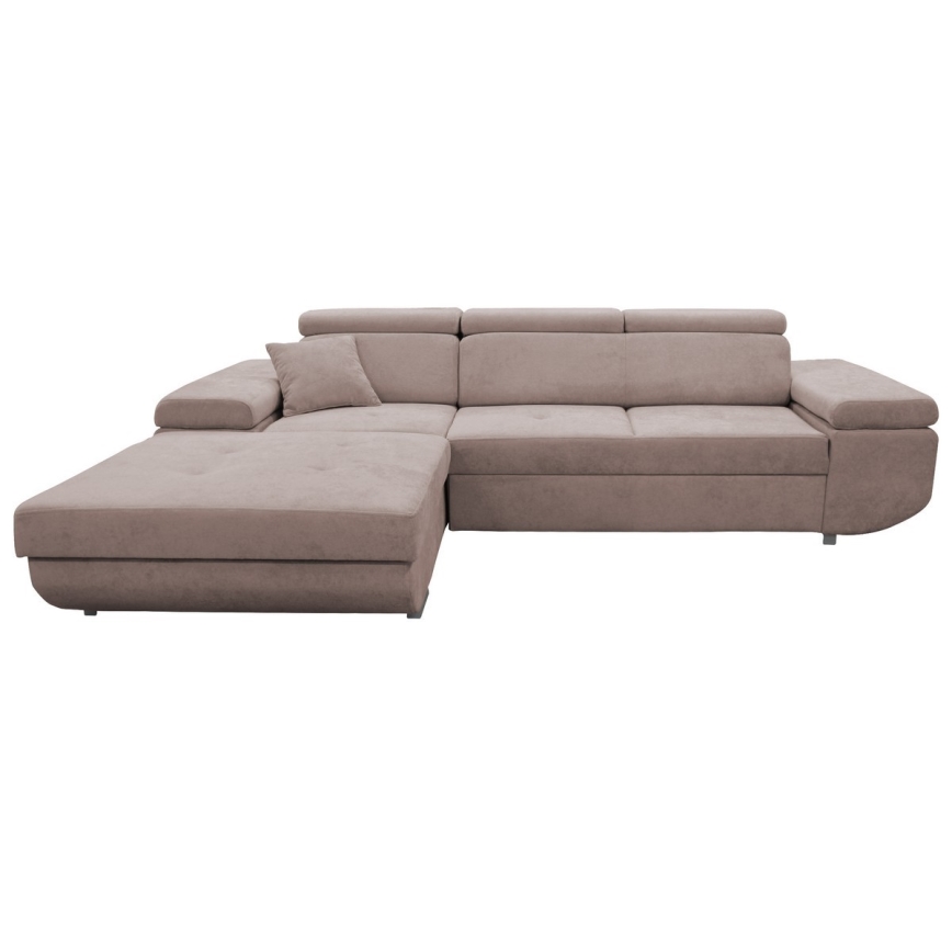 CASTELO Left-hand L-shaped Corner Sofa Bed with Storage, Beige