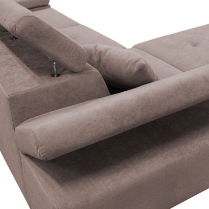 CASTELO Left-hand L-shaped Corner Sofa Bed with Storage, Beige