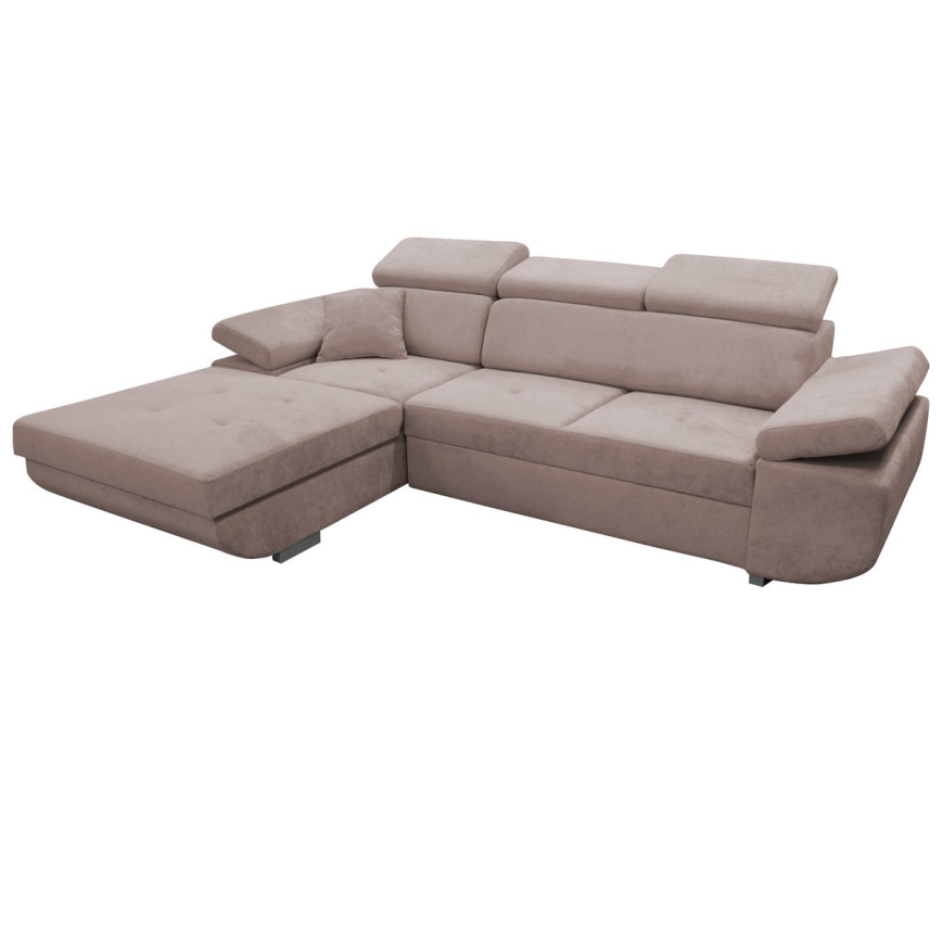 CASTELO Left-hand L-shaped Corner Sofa Bed with Storage, Beige