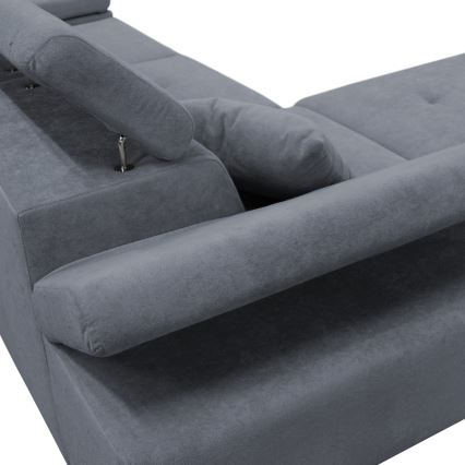 CASTELO left-hand L-shaped sofa bed with storage, dark grey