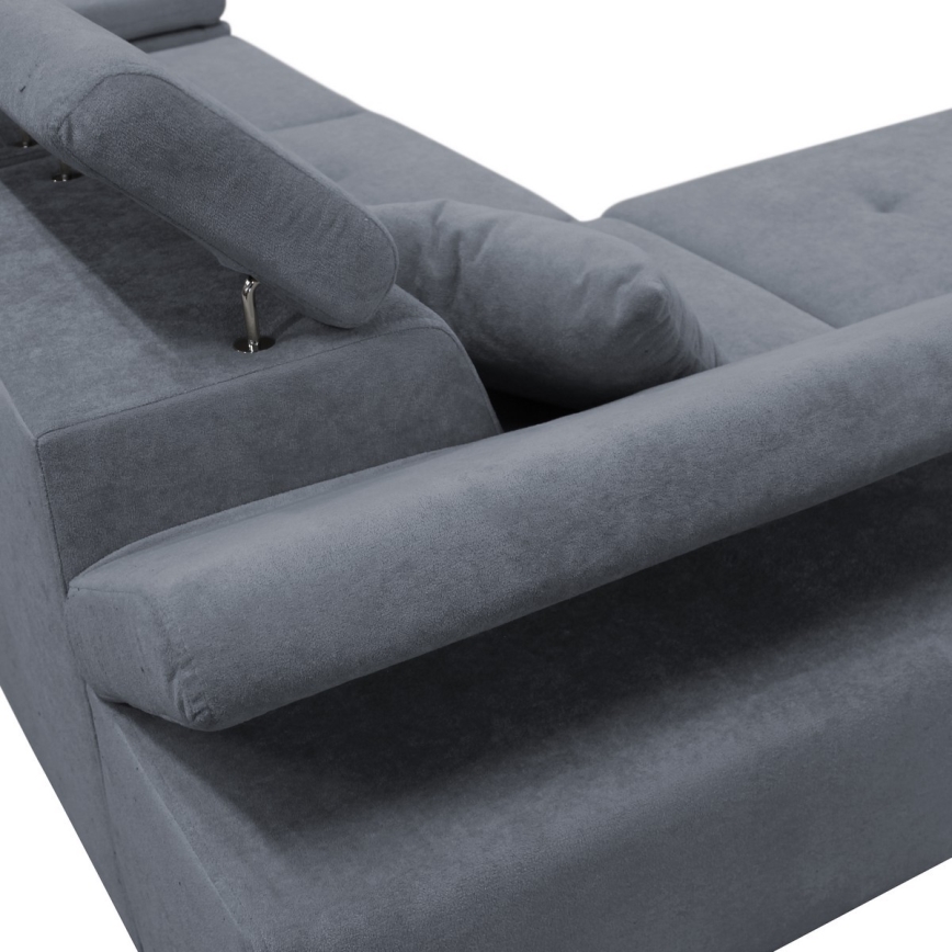 CASTELO left-hand L-shaped sofa bed with storage, dark grey