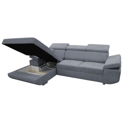 CASTELO Left-Facing L-Shaped Corner Sofa Bed with Storage, Dark Grey