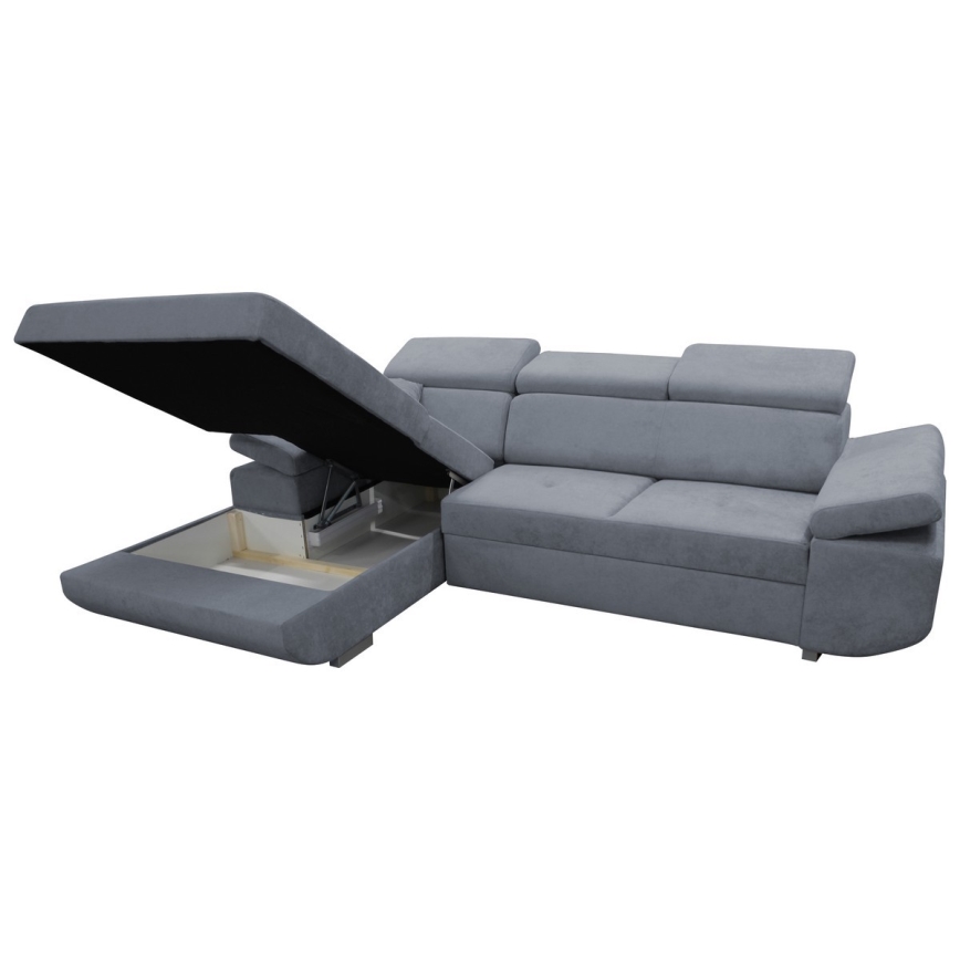 CASTELO Left-Facing L-Shaped Corner Sofa Bed with Storage, Dark Grey