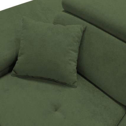 CASTELO left-hand L-shaped corner sofa bed with storage, green