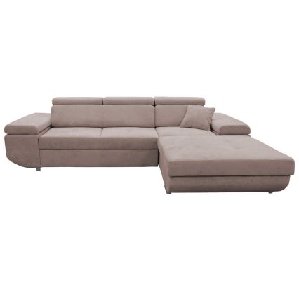 CASTELO Right-Hand L-Shaped Corner Sofa Bed with Storage, Beige
