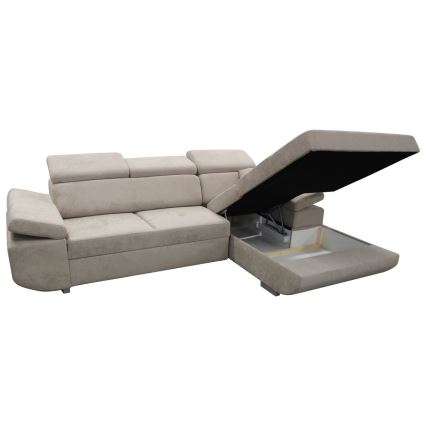 CASTELO Right-hand L-shaped Corner Sofa Bed with Storage, Gray