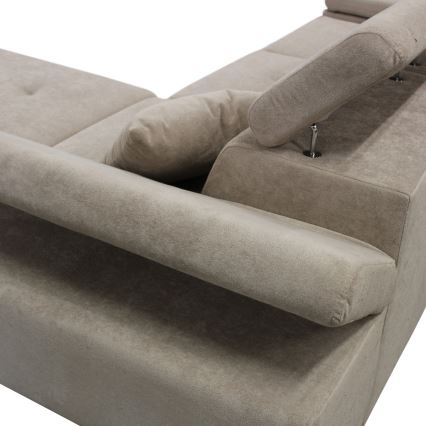 CASTELO Right-hand L-shaped Corner Sofa Bed with Storage, Gray