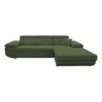 CASTELO Right-Hand L-Shaped Corner Sofa Bed with Storage, Green