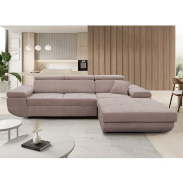 CASTELO Right-Hand L-Shaped Pull-Out Corner Sofa with Storage, Beige