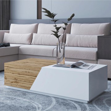 CEELIAS Coffee Table 124 x 42 cm White/Wotan Oak