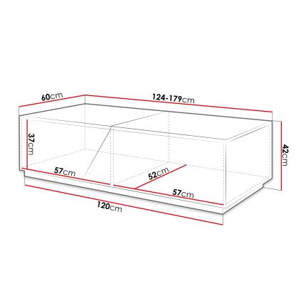 CEELIAS coffee table 42 x 124 cm, anthracite / Wotan oak