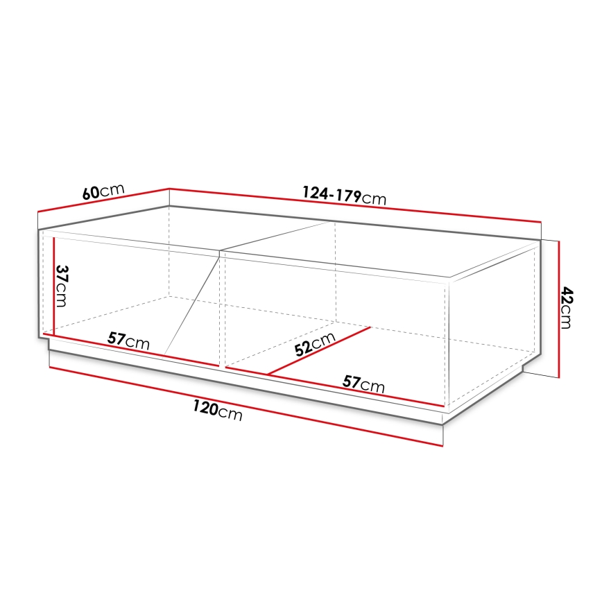 CEELIAS Coffee Table 42x124 cm, White/Wotan Oak