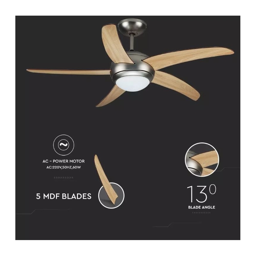Ceiling fan 2xE27/20W/230V d. 132 cm + remote control