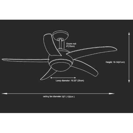 Ceiling fan 2xE27/20W/230V d. 132 cm + remote control